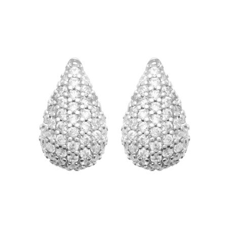 Boucles d'Oreilles Goutte Scintillante Argent Rhodié