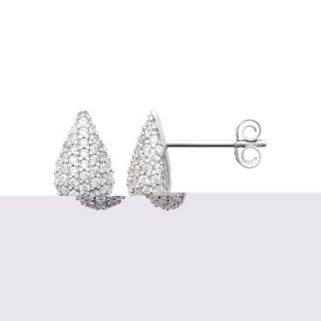 Boucles d'Oreilles Goutte Scintillante Argent Rhodié