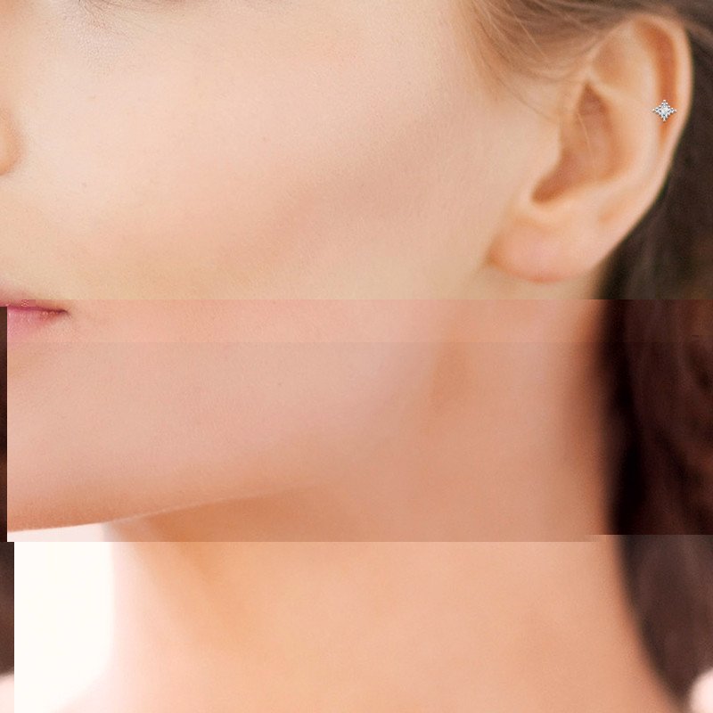 Piercing Hélix Carré Scintillant Argent 925 et Titane