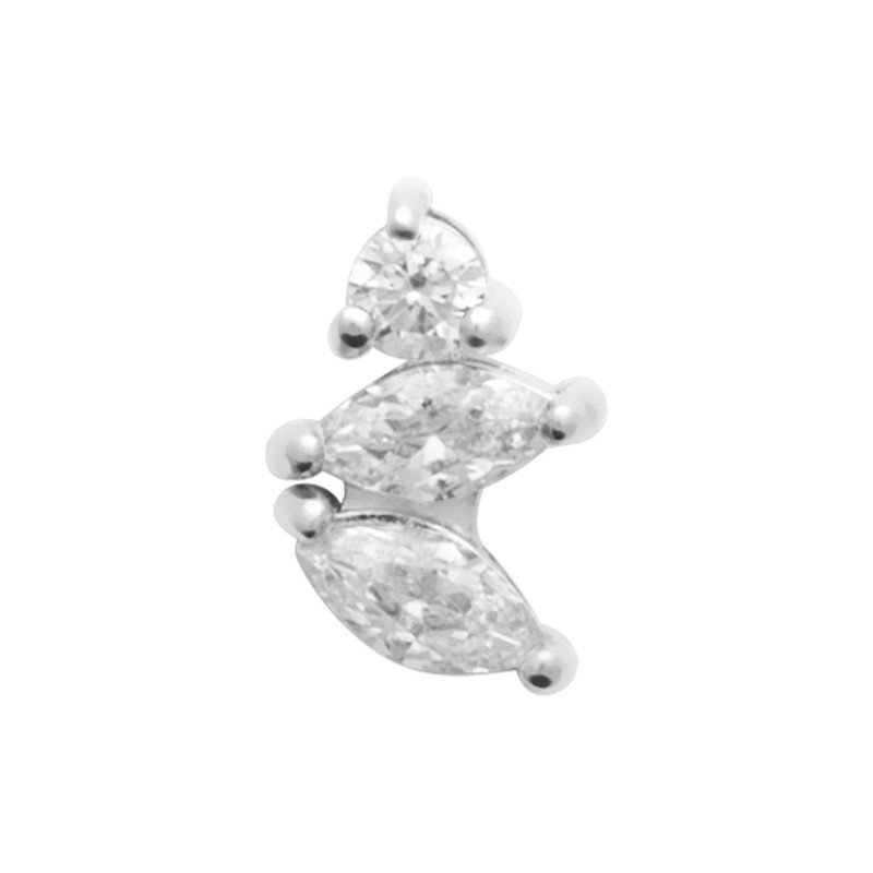 Piercing Trilogie Oxyde de Zirconium Argent et Titane