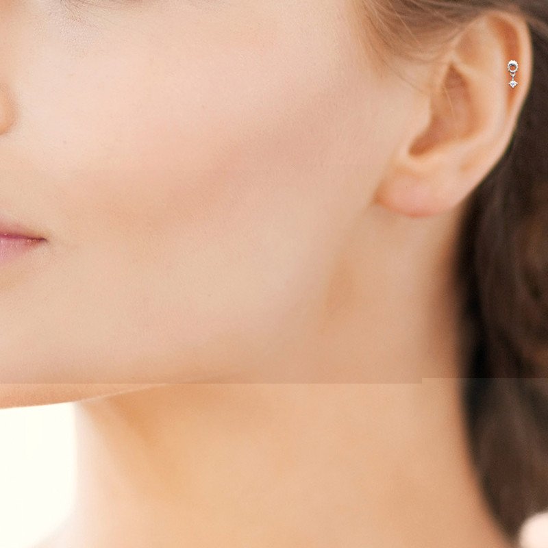 Piercing Hélix Argent Rhodié Oxyde de Zirconium