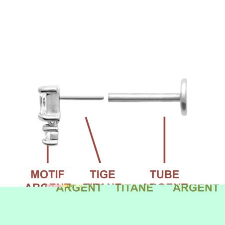 Piercing Argent Rhodié Duo de Zirconium