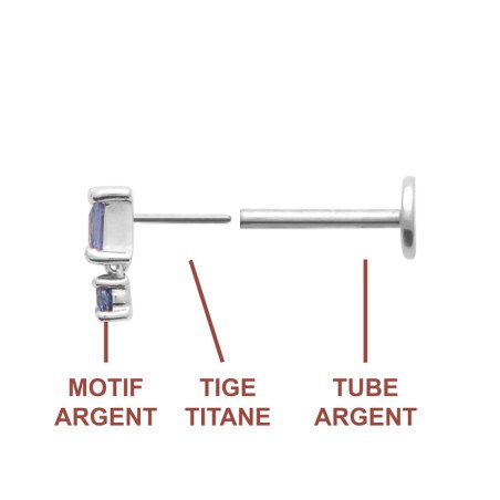 Piercing Pendule Pierres Bleues Argent 925