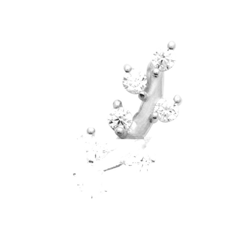 Piercing Oreille Argent Rhodié Oxydes de Zirconium Effet Ramifié