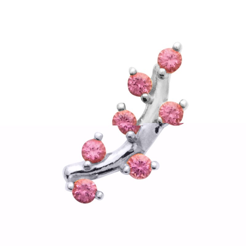 Piercing Branche Fleurie Argent 925 et Pierres Roses