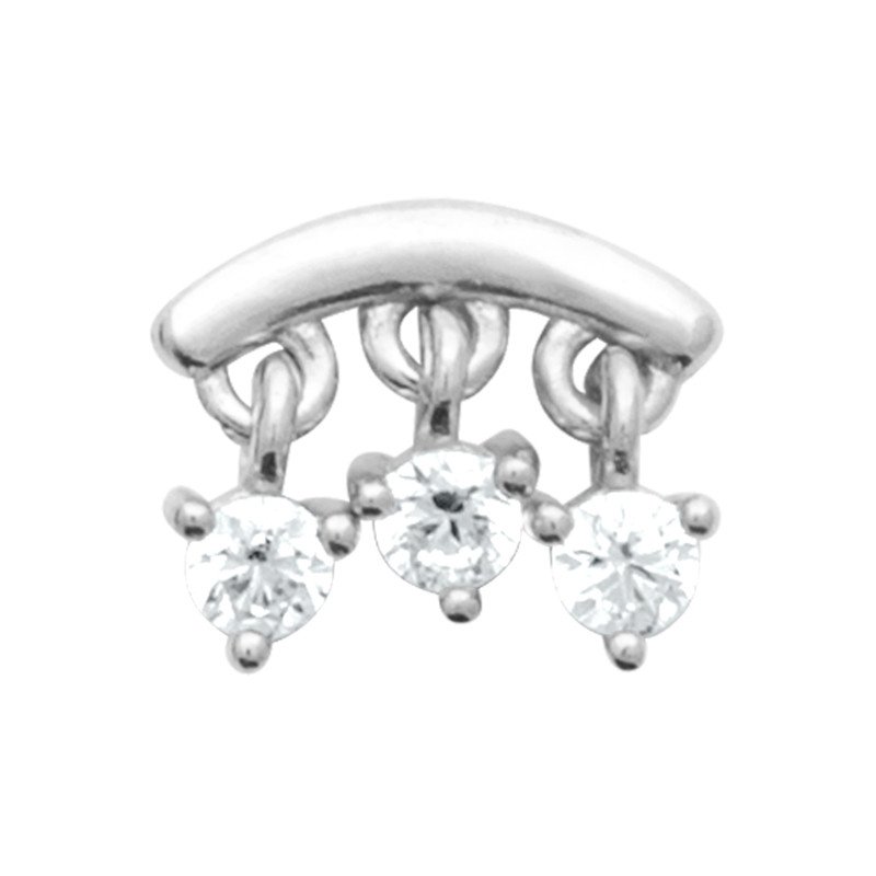 Piercing Arc Scintillant Argent Rhodié et Zircons