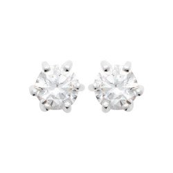 Puces d'Oreilles Solitaire Zirconium Argent Rhodié | Kara Bijoux