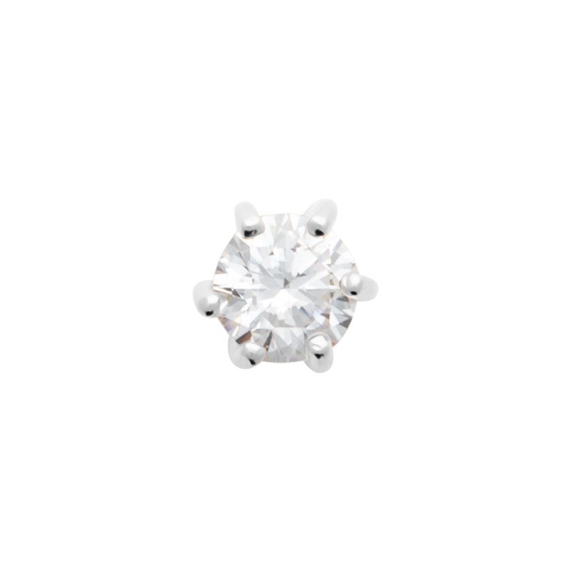 Puce d'Oreille Solitaire en Argent Rhodié et Oxyde de Zirconium