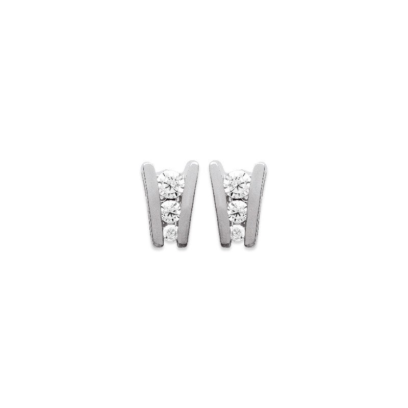 Boucles d'Oreilles Puces Argent Rhodié Oxydes de Zirconium
