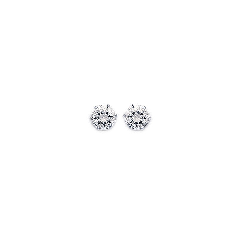 Puces d'Oreilles Brillantes en Argent Rhodié