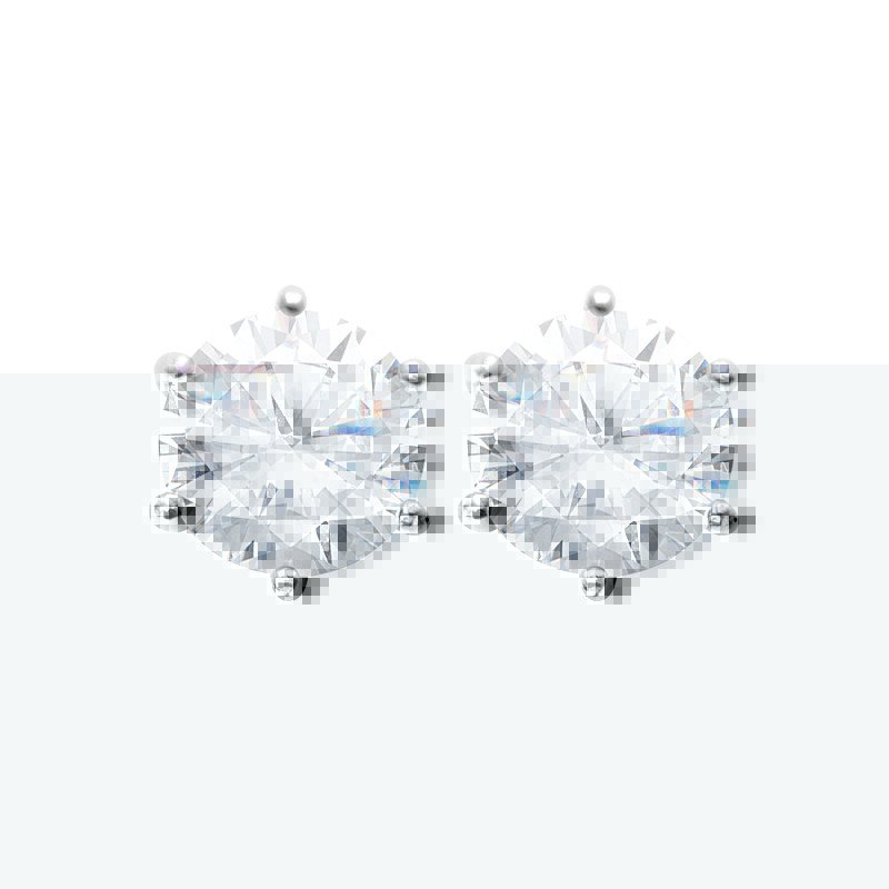 Boucles d'oreilles Puces Solitaire en Argent Rhodié et Oxyde de Zirconium