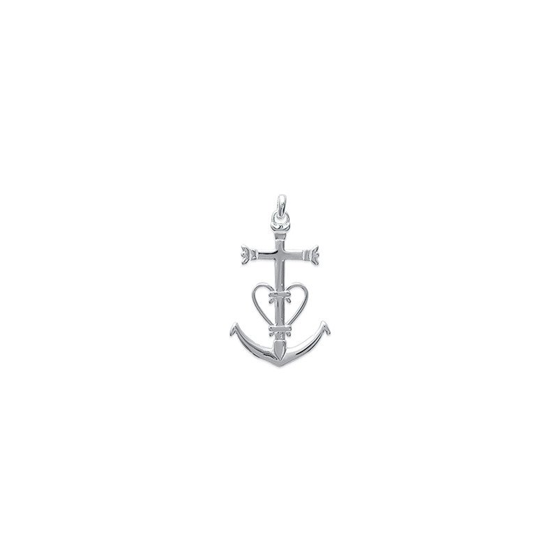 Pendentif Ancre Cœur Croix en Argent 925