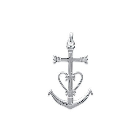 Pendentif Ancre Cœur Croix en Argent 925 - Kara Bijoux