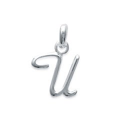 Pendentif Lettre U Cursive en Argent 925 - Kara Bijoux