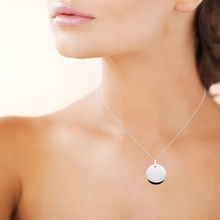 Pendentif Disque Poli en Argent 925