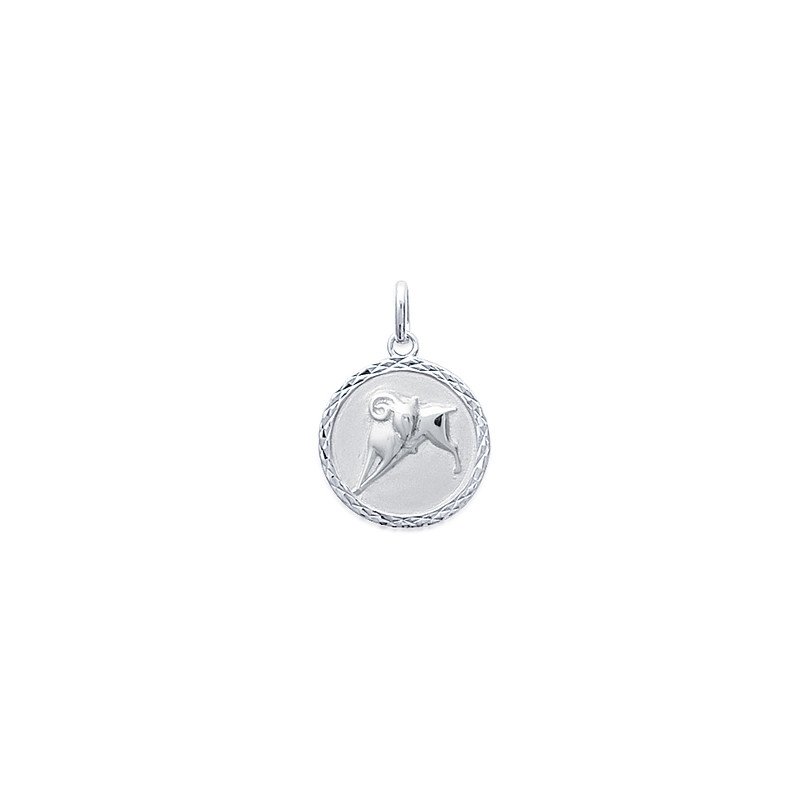 Pendentif Zodiaque Bélier en Argent Rhodié