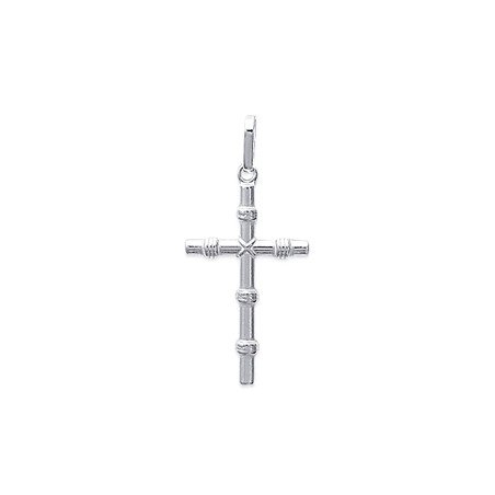 Pendentif Croix Texturée Argent 925 - Kara Bijoux