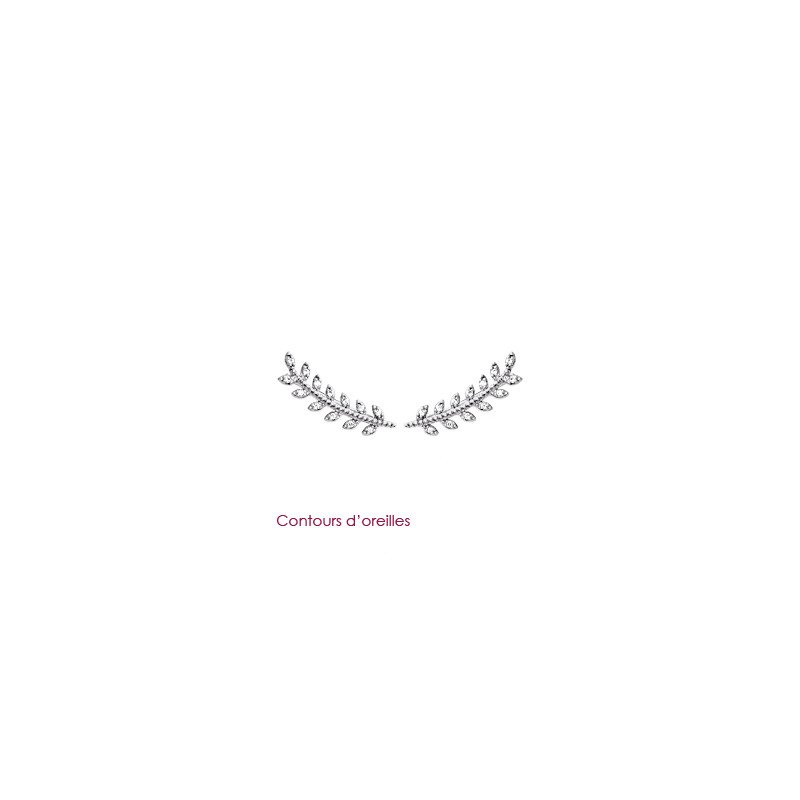 Contours d'Oreilles Feuille Scintillante Argent 925 Rhodié