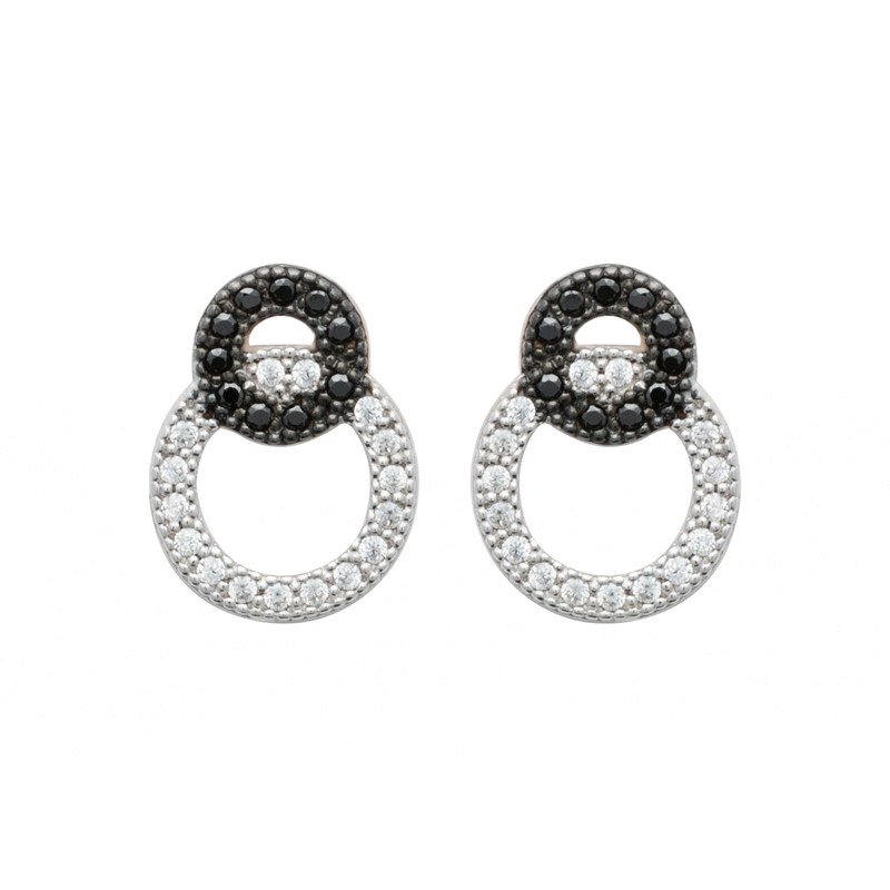 Boucles d'oreilles Cercles Bicolores Argent et Zirconium