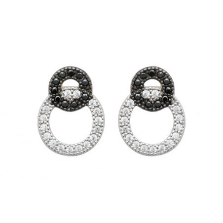 Boucles d'oreilles Cercles Bicolores Argent et Zirconium