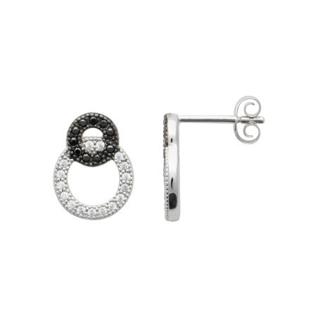 Boucles d'oreilles Cercles Bicolores Argent et Zirconium
