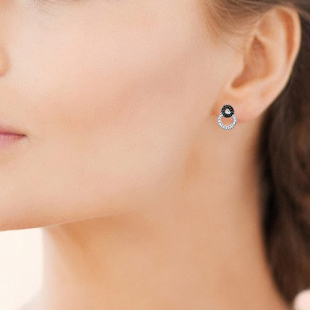 Boucles d'oreilles Cercles Bicolores Argent et Zirconium
