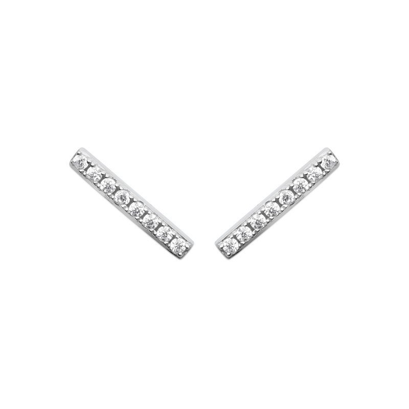 Boucles d'oreilles Barrette Oxydes de Zirconium Argent 925 Rhodié