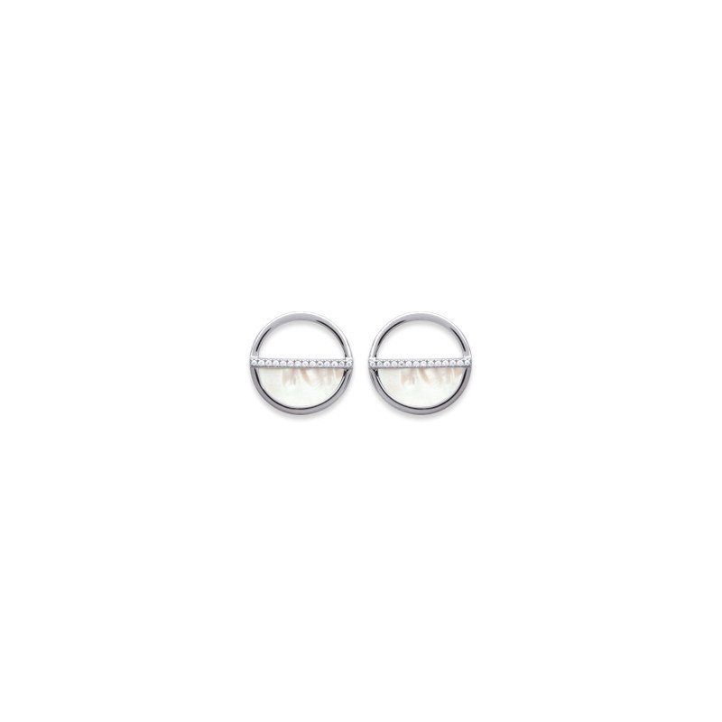Boucles d'oreilles Cercles Nacre et Zircons