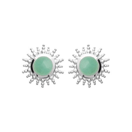 Boucles d'oreilles Soleil Aventurine - Argent Rhodié | Kara Bijoux