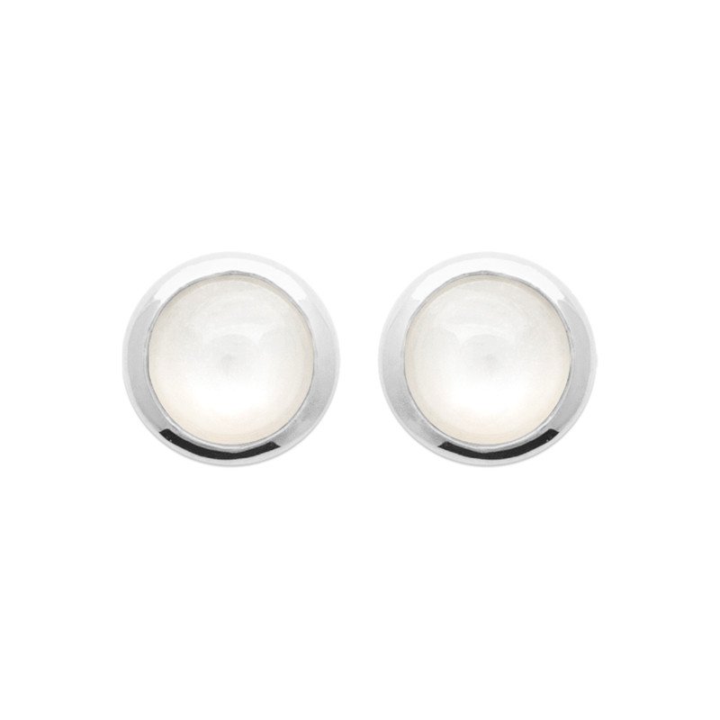 Boucles d'oreilles Puces Argent Rhodié Pierre de Lune