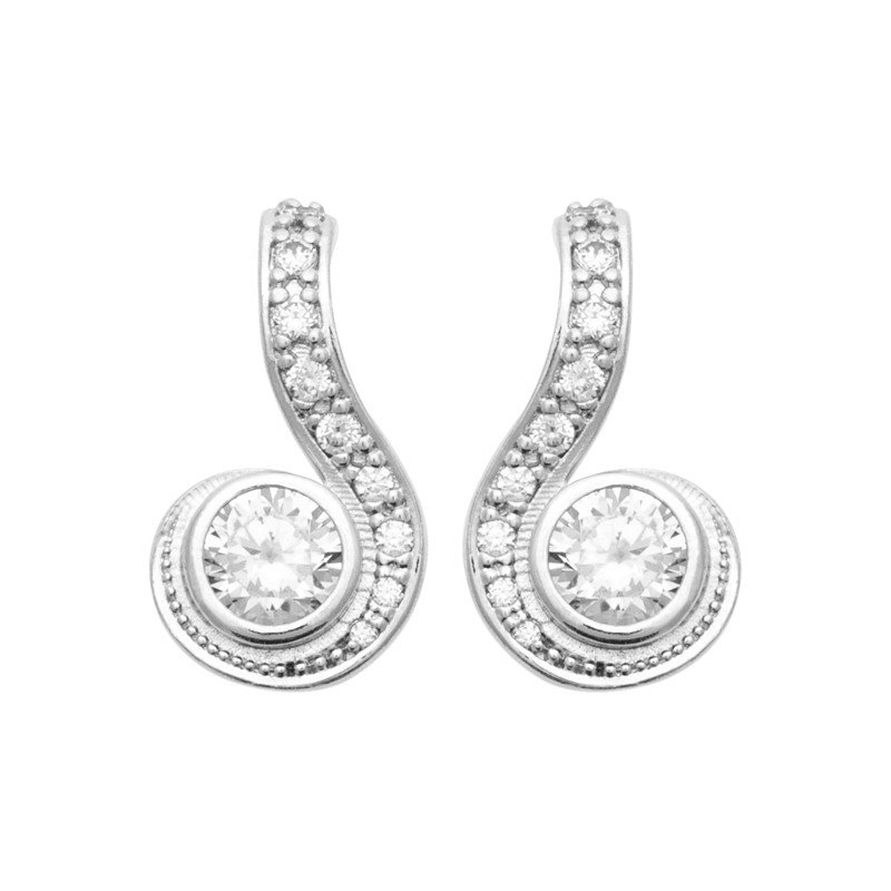 Boucles d'oreilles Volute Étincelante en Argent 925