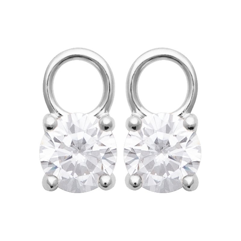Pampilles Rondes Argent Rhodié Oxyde de Zirconium