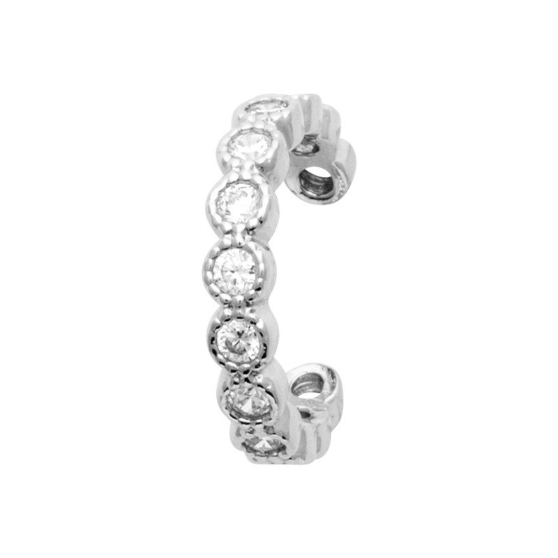 Bague d'oreille Argent Rhodié Oxyde de Zirconium