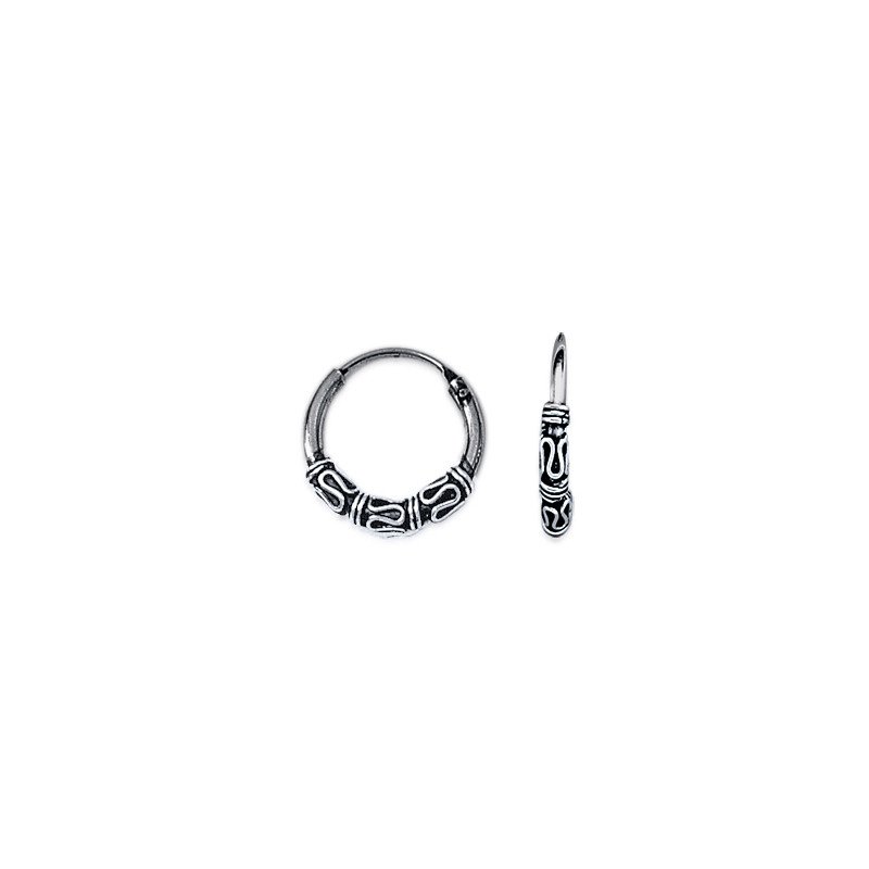 Créole Argent 925 Ornée de Motifs Ondulés