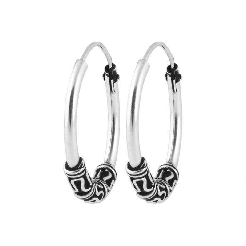Créoles Argent 925 à Motif Oxydé