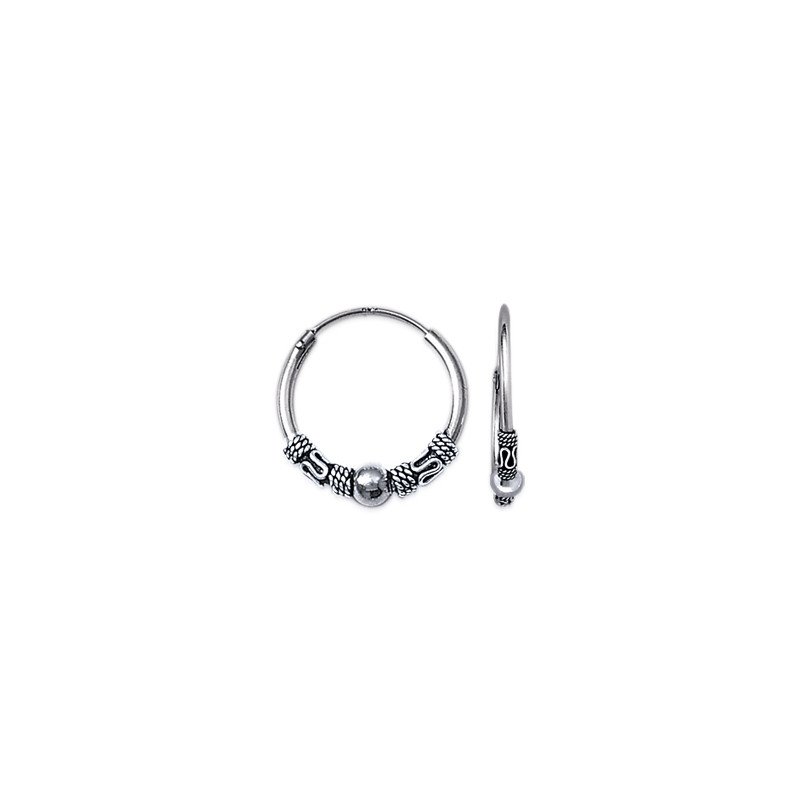 Créoles Argent 925 Ornées de Motifs et Perle