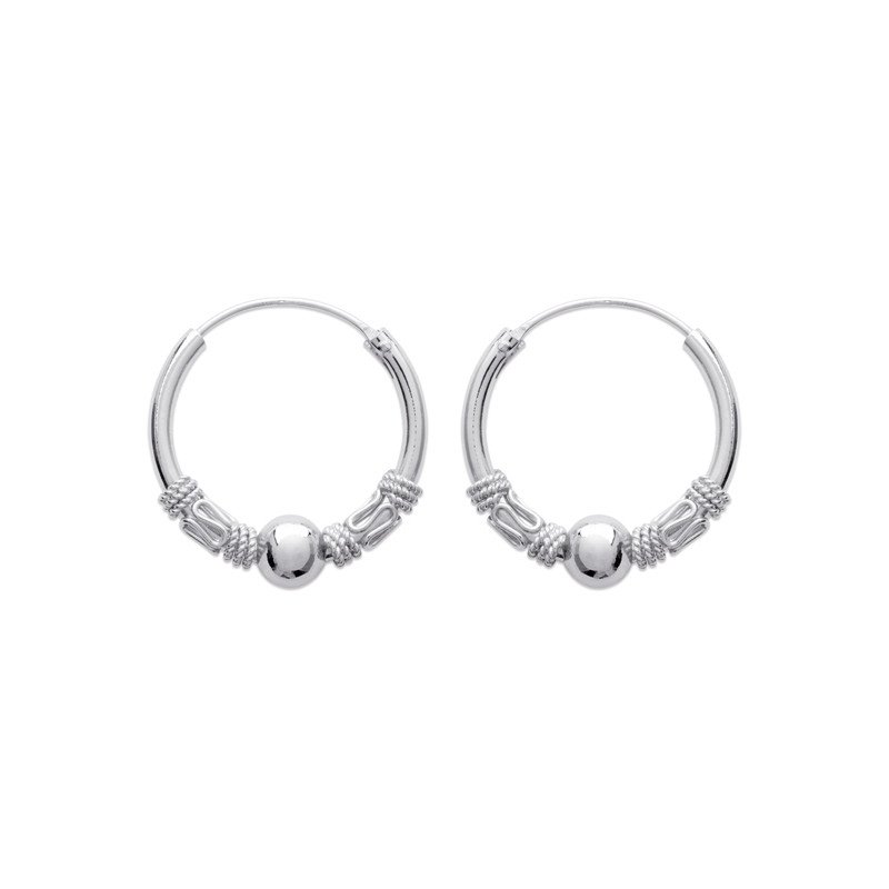 Créoles Argent Perle et Motifs