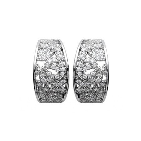 Créoles Argent 925 Rhodié Oxyde de Zirconium Scintillantes