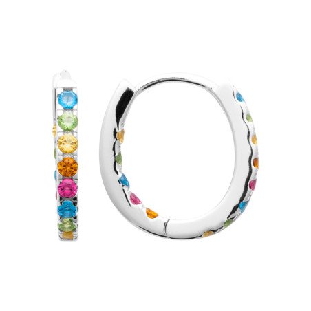 Créoles Arc-en-ciel en Argent Rhodié