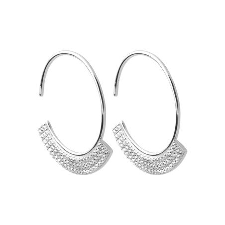 Créoles Argent Rhodié Pavé Zirconium