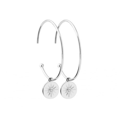 Créoles Argent Rhodié Étoile Scintillante | Kara Bijoux