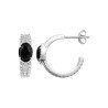 Créoles Agate Noire Argent Rhodié Scintillantes - Kara Bijoux