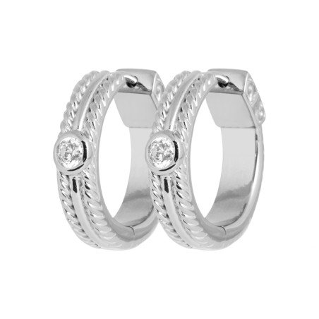 Créoles Tressées Argent Rhodié & Oxyde de Zirconium - Kara Bijoux