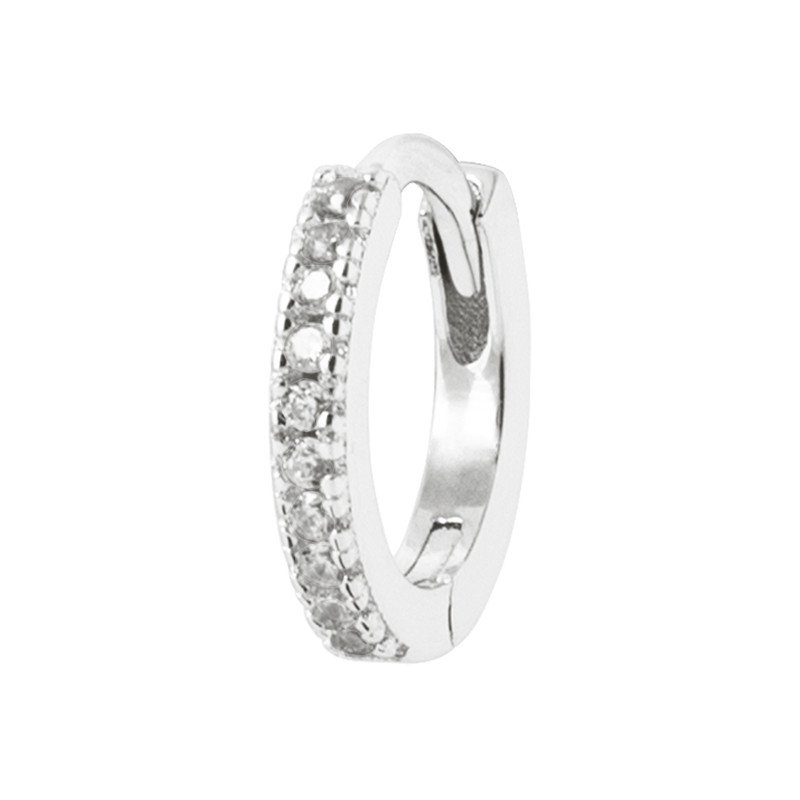 Créole Pave Zirconium Argent Rhodié à l'unité