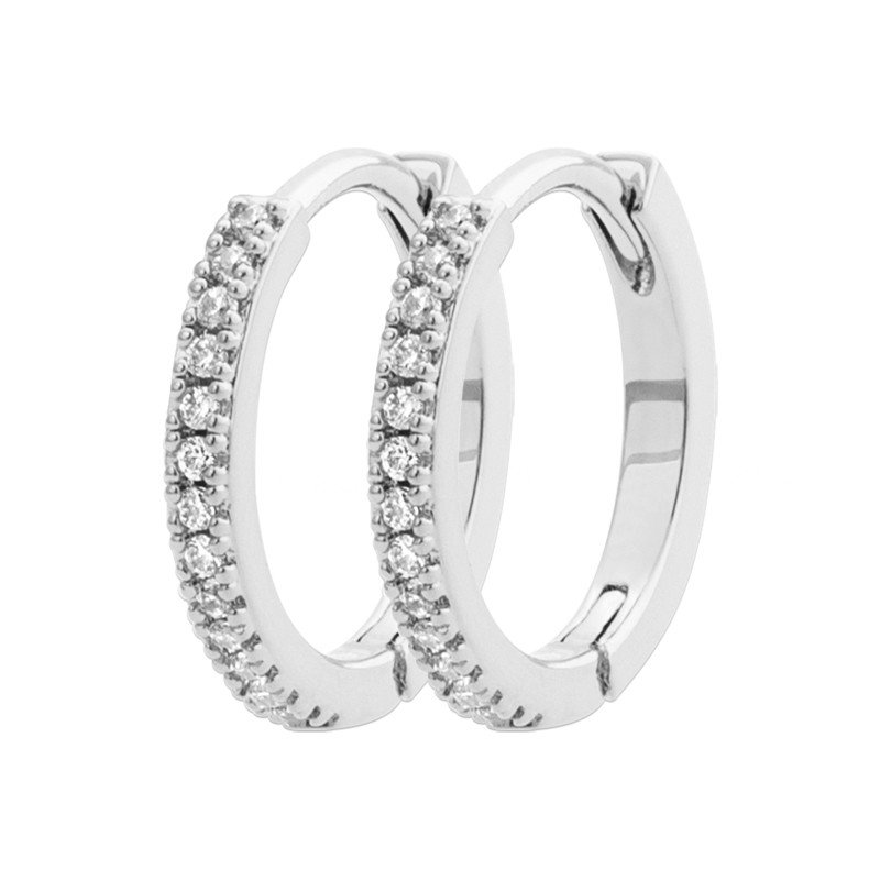 Créoles Argent Rhodié et Zirconium Scintillant