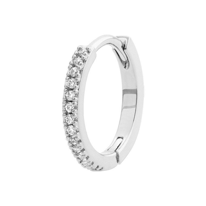 Créole Argent Rhodié Pavée Oxydes de Zirconium
