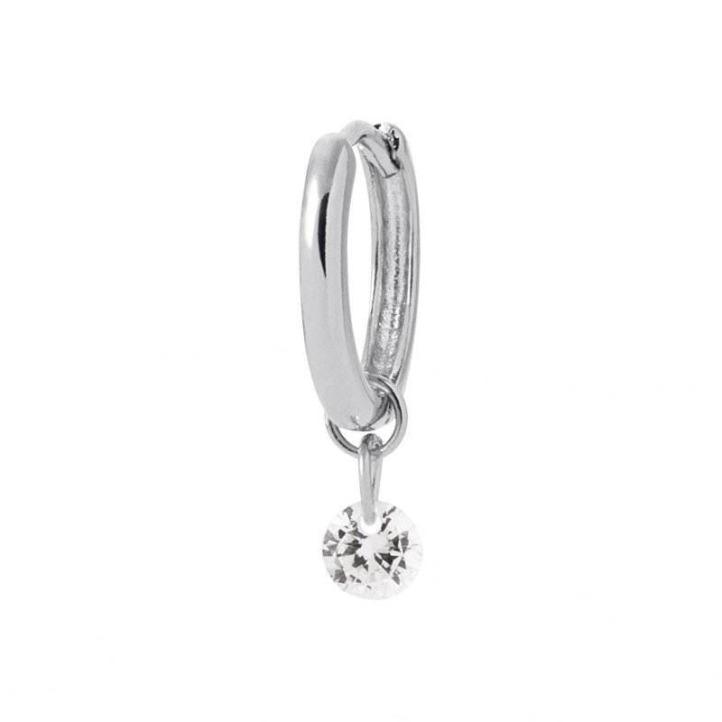 Créole Pendentif Oxyde de Zirconium Argent Rhodié