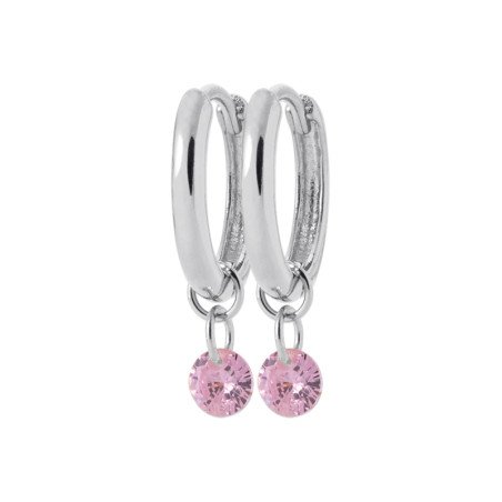 Créoles Argent Rhodié Oxyde de Zirconium Rose