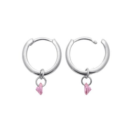 Créoles Argent Rhodié Oxyde de Zirconium Rose