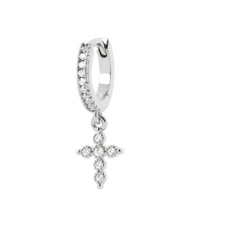 Créole Argent Rhodié Croix Scintillante - Kara Bijoux